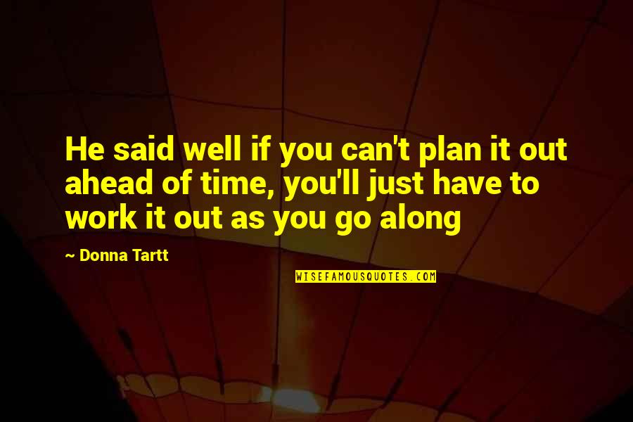 Qazi Hussain Ahmed Quotes By Donna Tartt: He said well if you can't plan it