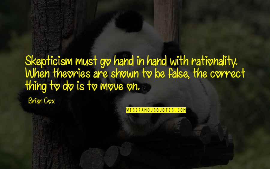 Qsat Quotes By Brian Cox: Skepticism must go hand in hand with rationality.