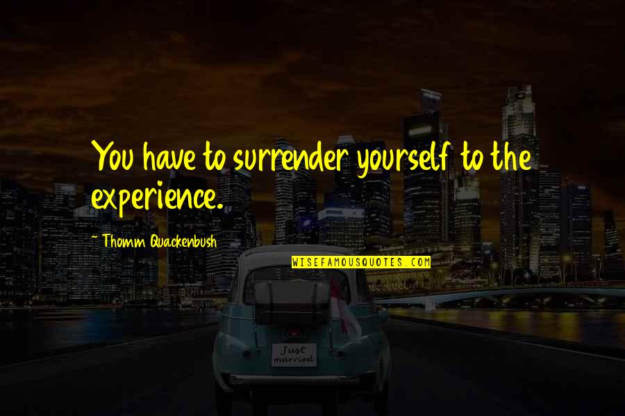 Quackenbush Quotes By Thomm Quackenbush: You have to surrender yourself to the experience.