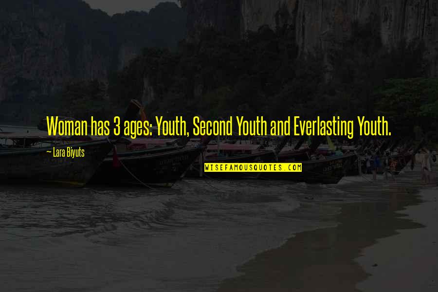 Quadracontinental Quotes By Lara Biyuts: Woman has 3 ages: Youth, Second Youth and