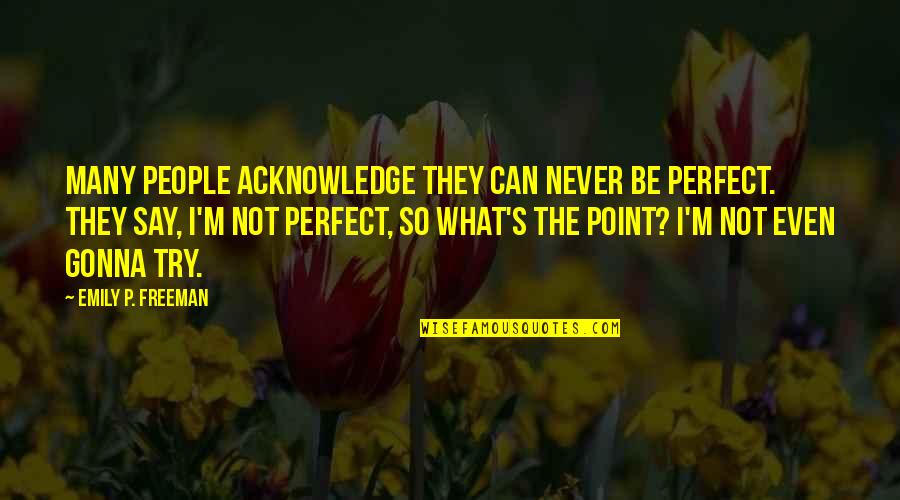 Qualia Quotes By Emily P. Freeman: Many people acknowledge they can never be perfect.