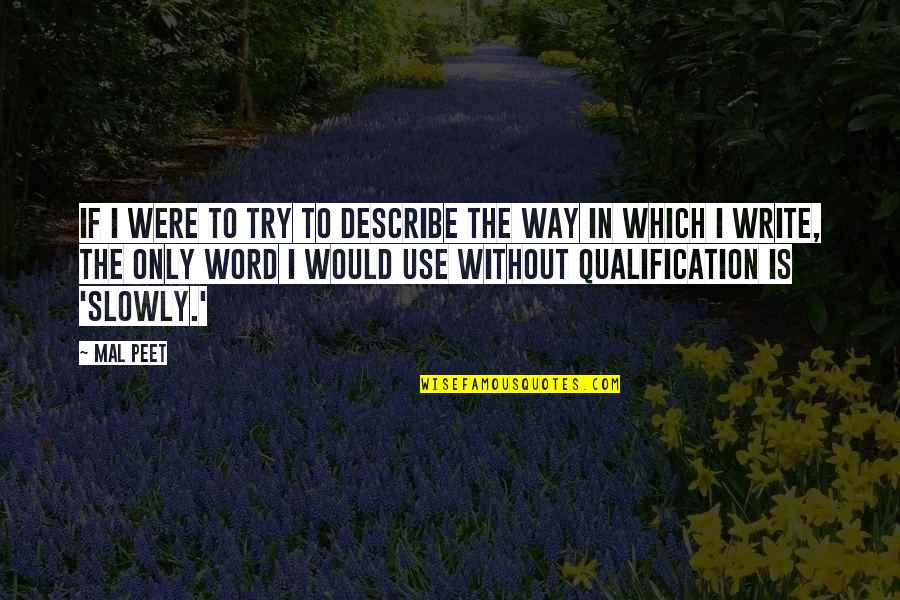 Qualification Quotes By Mal Peet: If I were to try to describe the