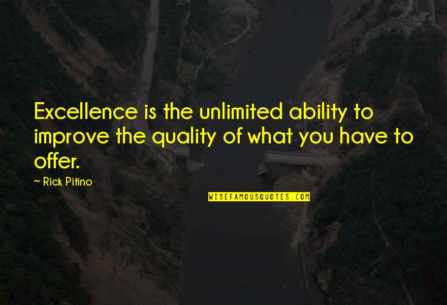 Quality And Excellence Quotes By Rick Pitino: Excellence is the unlimited ability to improve the