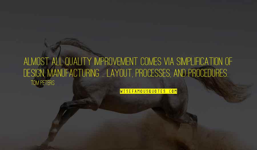 Quality Business Quotes By Tom Peters: Almost all quality improvement comes via simplification of