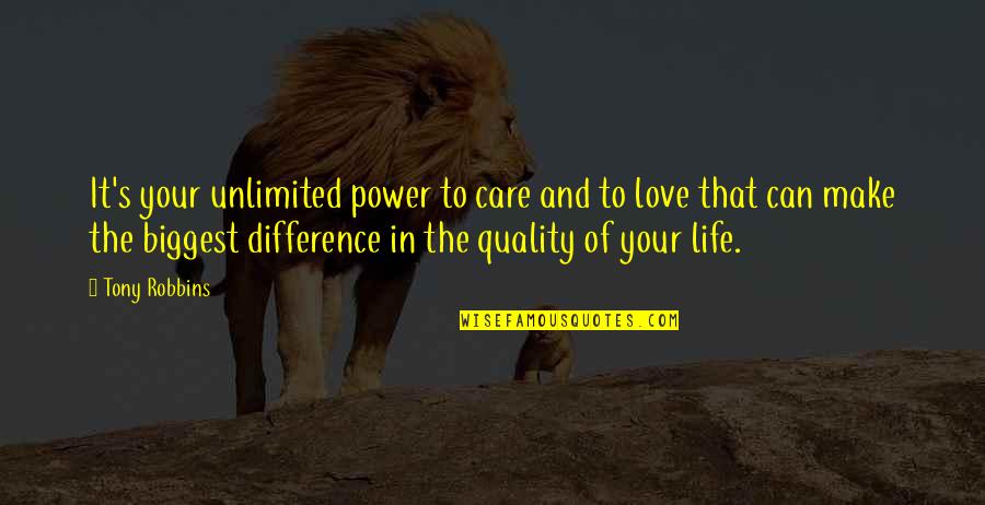 Quality Of Care Quotes By Tony Robbins: It's your unlimited power to care and to
