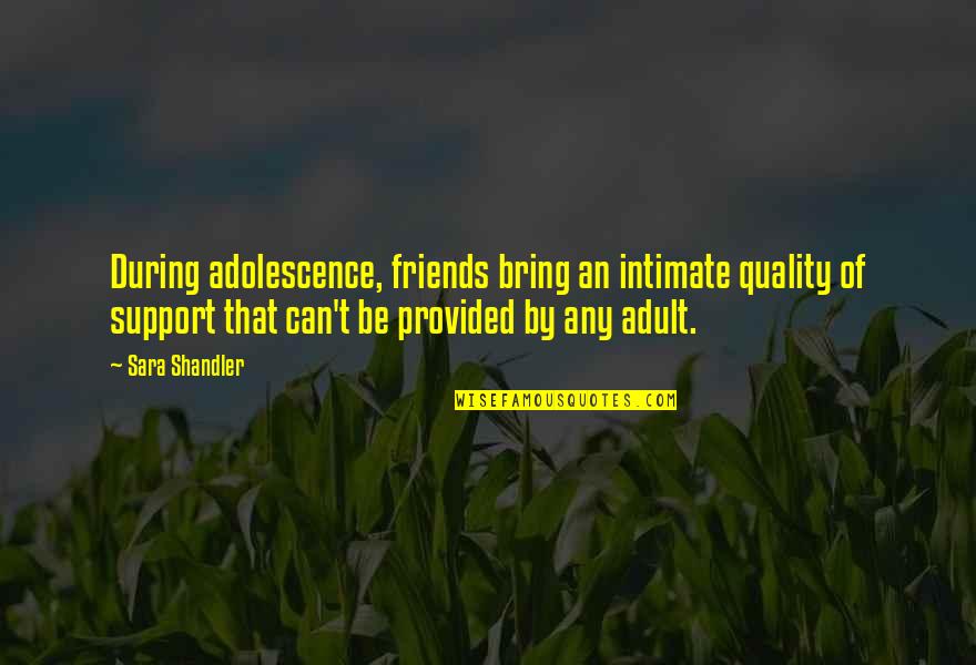 Quality Of Friendship Quotes By Sara Shandler: During adolescence, friends bring an intimate quality of Quality Of Friendship Quotes By Sara Shandler: During adolescence, friends bring an intimate quality of