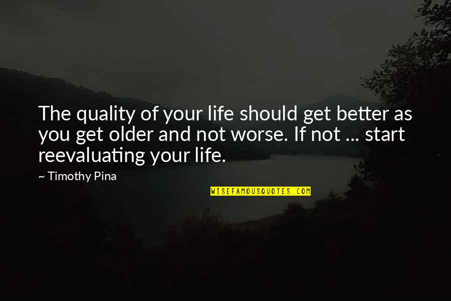 Quality Of Your Life Quotes By Timothy Pina: The quality of your life should get better