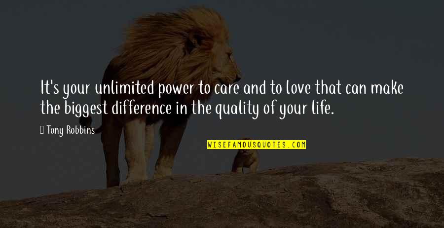 Quality Of Your Life Quotes By Tony Robbins: It's your unlimited power to care and to