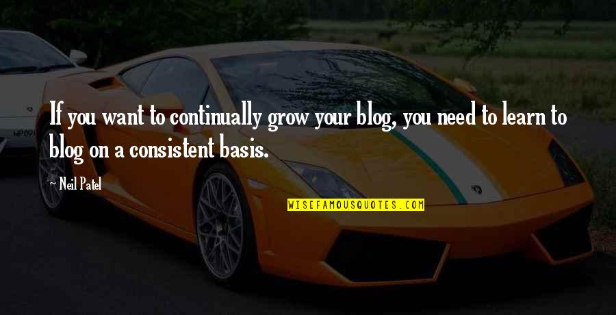 Quality Time With My Baby Quotes By Neil Patel: If you want to continually grow your blog,