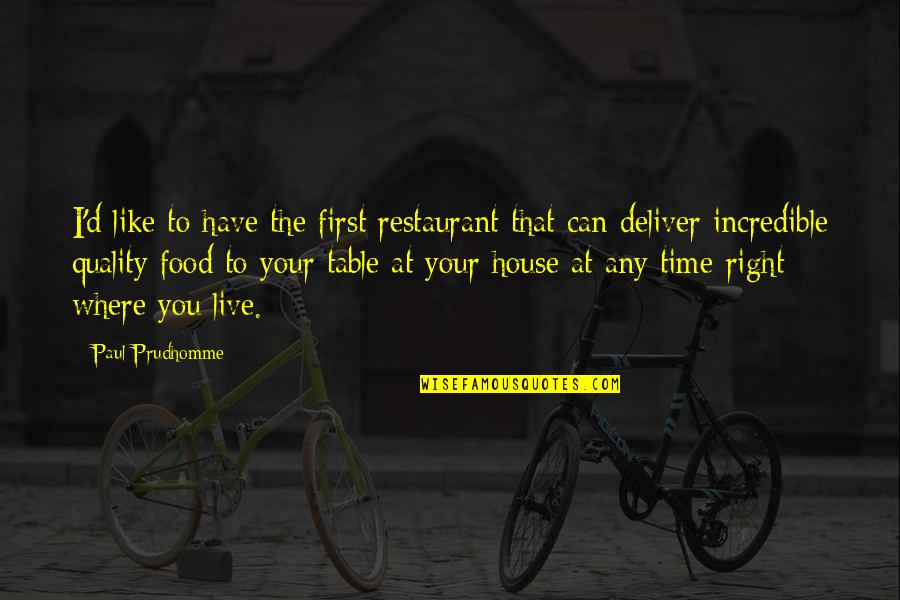 Quality Vs Time Quotes By Paul Prudhomme: I'd like to have the first restaurant that