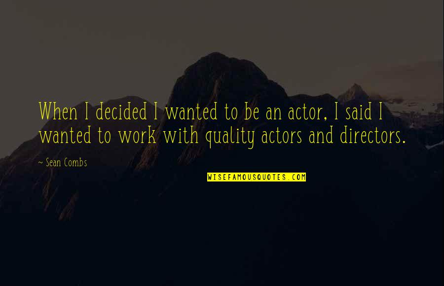 Quality Work Quotes By Sean Combs: When I decided I wanted to be an