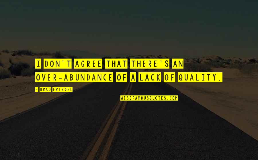 Quality's Quotes By Brad Friedel: I don't agree that there's an over-abundance of