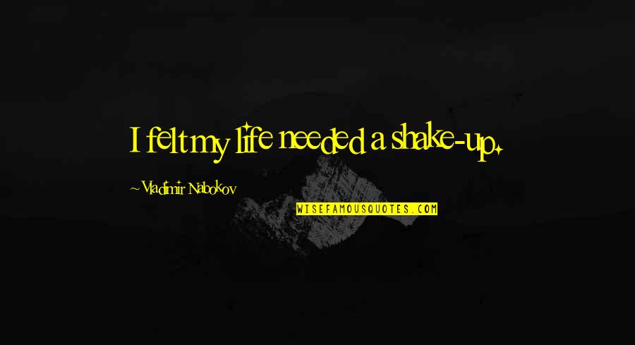 Qualora O Quotes By Vladimir Nabokov: I felt my life needed a shake-up. Qualora O Quotes By Vladimir Nabokov: I felt my life needed a shake-up.