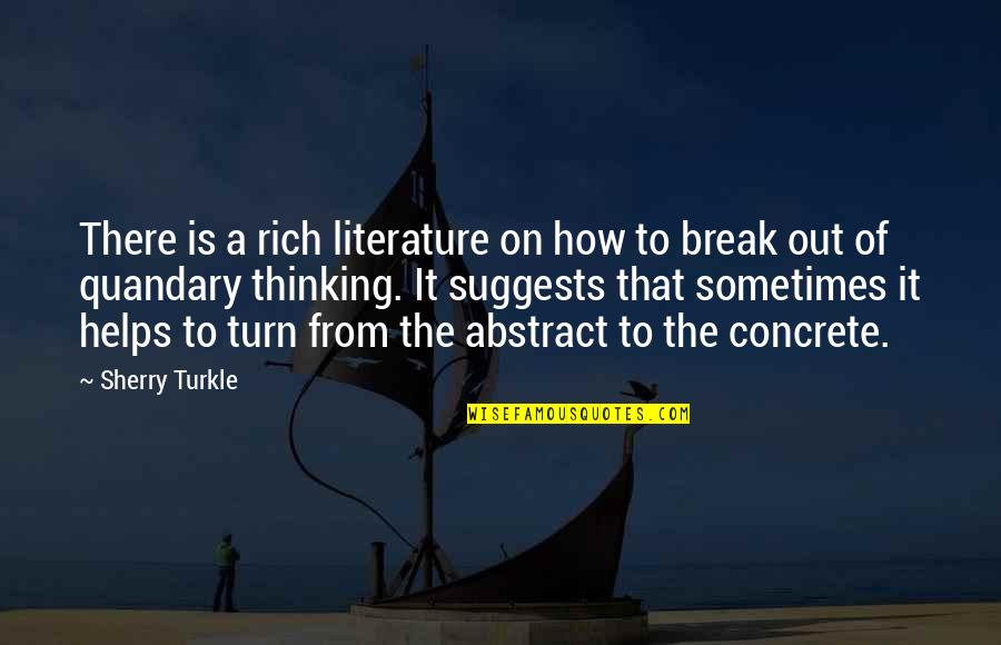 Quandary Quotes By Sherry Turkle: There is a rich literature on how to