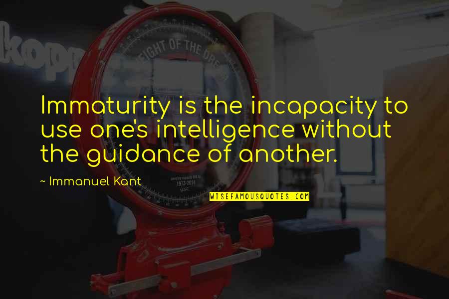 Quantidades De Cargas Quotes By Immanuel Kant: Immaturity is the incapacity to use one's intelligence Quantidades De Cargas Quotes By Immanuel Kant: Immaturity is the incapacity to use one's intelligence