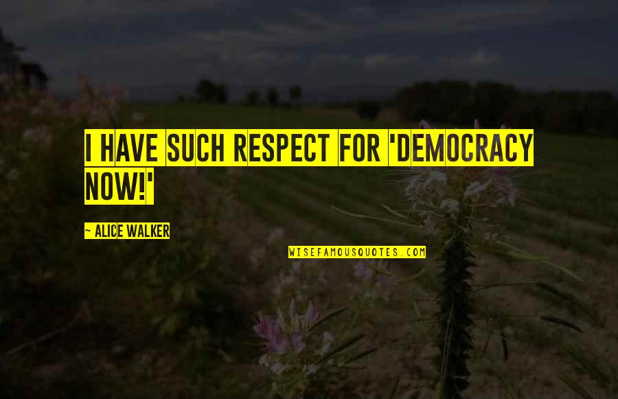 Quasi War Quotes By Alice Walker: I have such respect for 'Democracy Now!'
