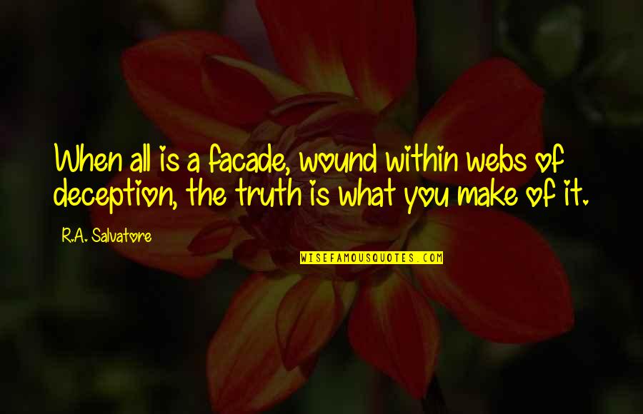 Que Es Una Quotes By R.A. Salvatore: When all is a facade, wound within webs