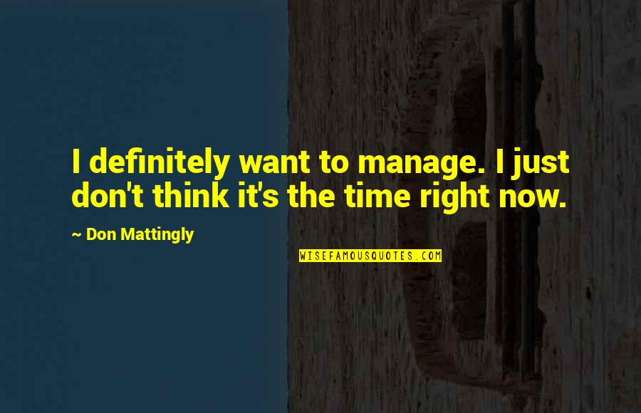 Que Lastima Quotes By Don Mattingly: I definitely want to manage. I just don't