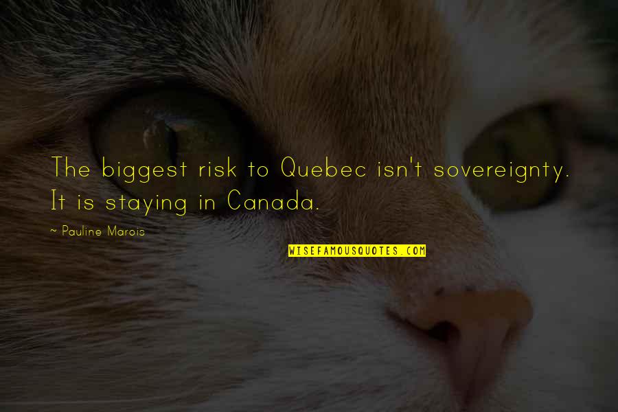 Quebec's Quotes By Pauline Marois: The biggest risk to Quebec isn't sovereignty. It