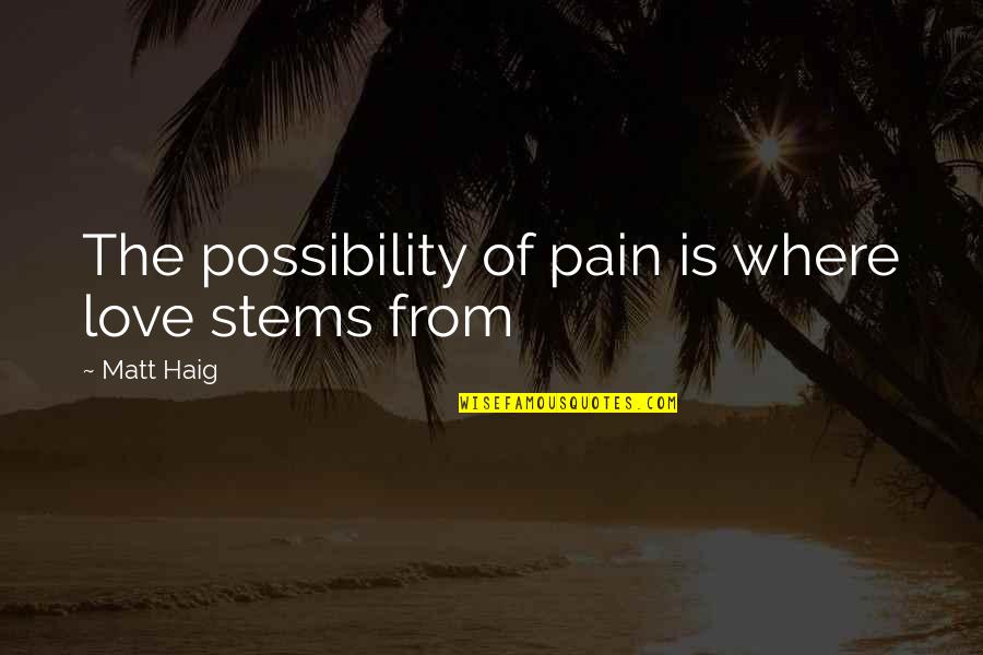 Queen Victoria Of England Quotes By Matt Haig: The possibility of pain is where love stems