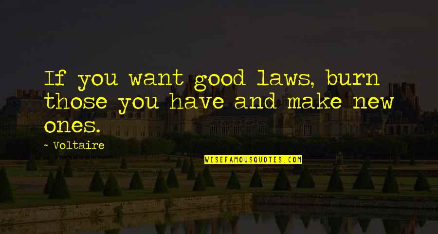 Quem Disse Quotes By Voltaire: If you want good laws, burn those you