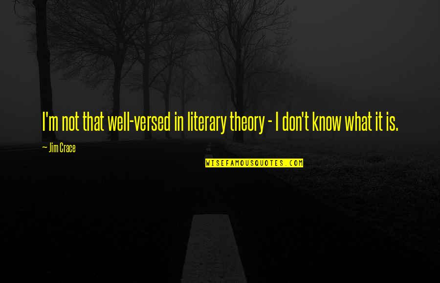Quenche Quotes By Jim Crace: I'm not that well-versed in literary theory -