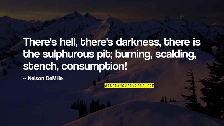 Quenches Synonym Quotes By Nelson DeMille: There's hell, there's darkness, there is the sulphurous