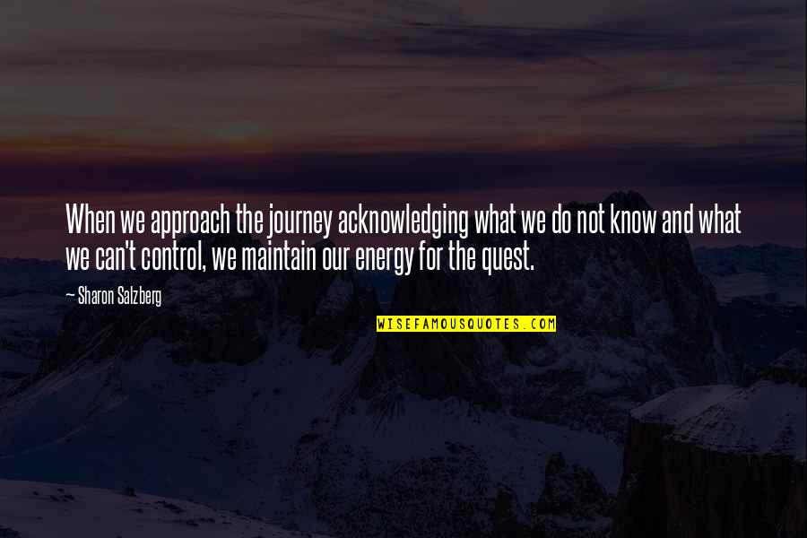 Quest Quote Quotes By Sharon Salzberg: When we approach the journey acknowledging what we