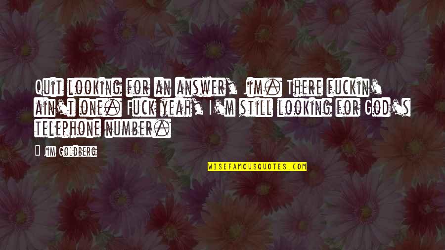 Questers World Quotes By Jim Goldberg: Quit looking for an answer, Jim. There fuckin'