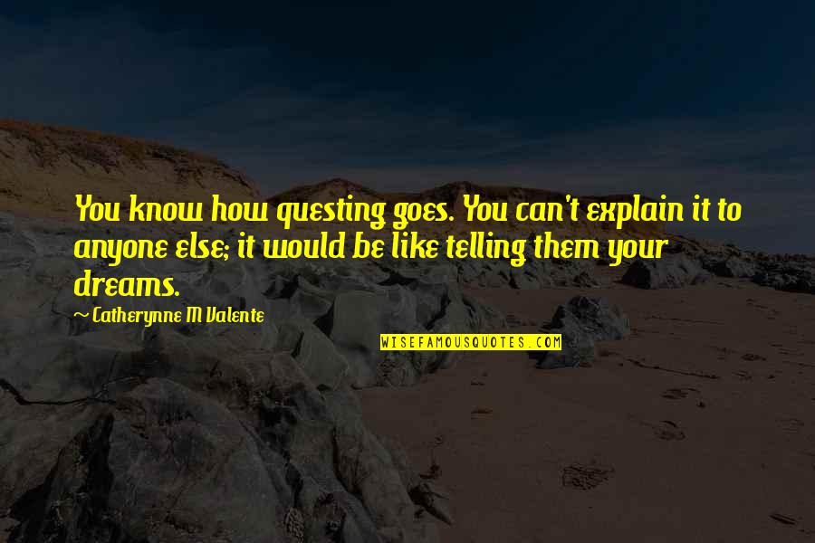 Questing Quotes By Catherynne M Valente: You know how questing goes. You can't explain