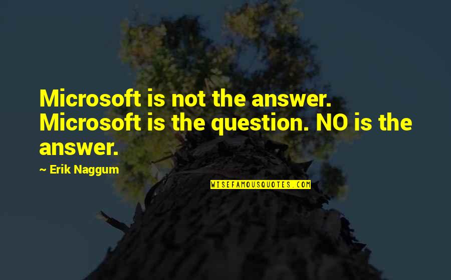 Question No Answer Quotes By Erik Naggum: Microsoft is not the answer. Microsoft is the