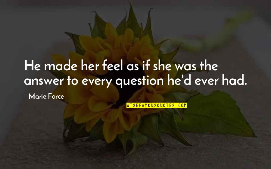 Question That Made Quotes By Marie Force: He made her feel as if she was