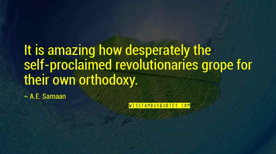 Quick Dip Quotes By A.E. Samaan: It is amazing how desperately the self-proclaimed revolutionaries
