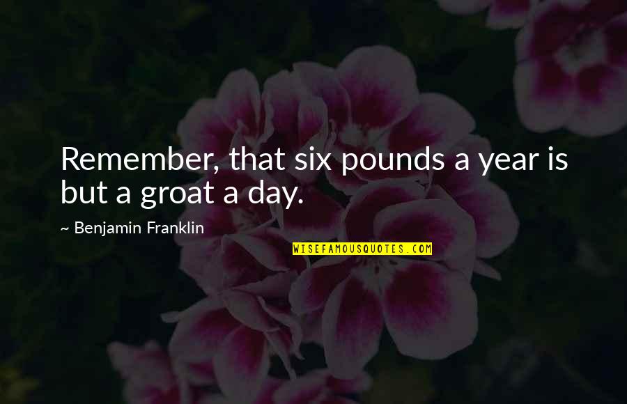 Quick To Anger Quote Quotes By Benjamin Franklin: Remember, that six pounds a year is but Quick To Anger Quote Quotes By Benjamin Franklin: Remember, that six pounds a year is but