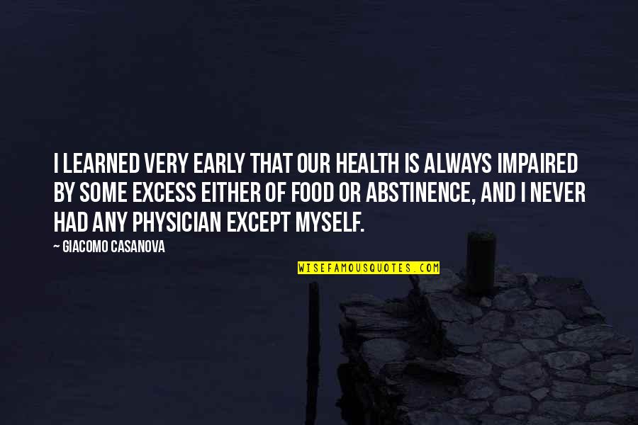 Quicken Mutual Fund Quotes By Giacomo Casanova: I learned very early that our health is