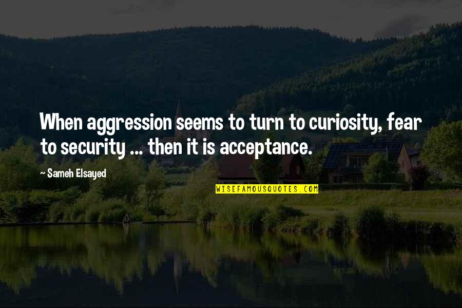 Quickfish Gilmer Quotes By Sameh Elsayed: When aggression seems to turn to curiosity, fear