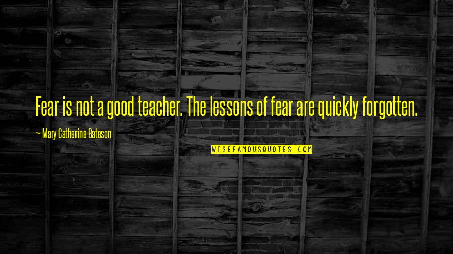 Quickly Forgotten Quotes By Mary Catherine Bateson: Fear is not a good teacher. The lessons