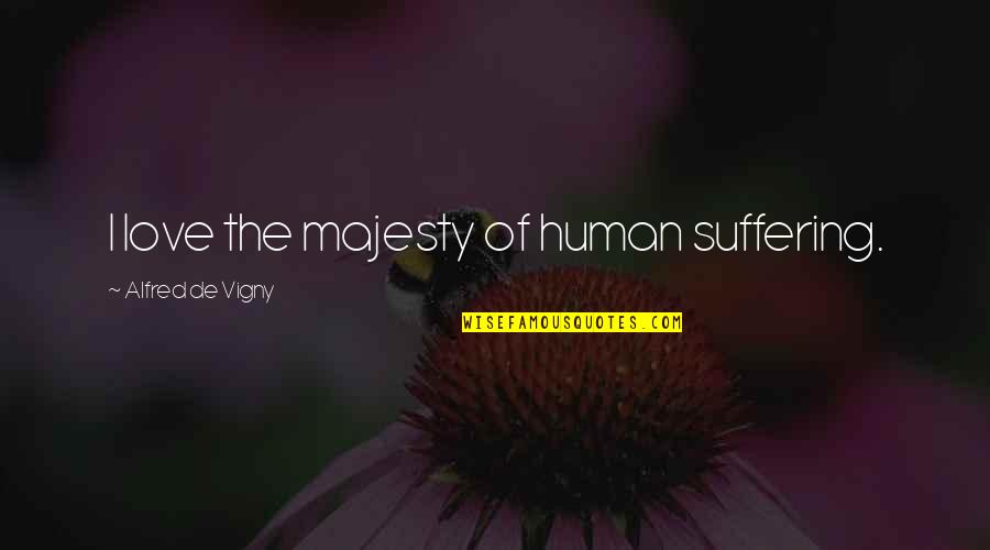 Quienes Somos Quotes By Alfred De Vigny: I love the majesty of human suffering.