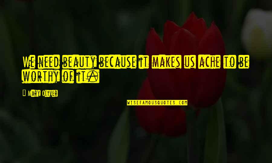 Quiet And Peaceful Place Quotes By Mary Oliver: We need beauty because it makes us ache