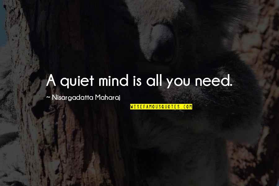 Quiet Mind Quotes By Nisargadatta Maharaj: A quiet mind is all you need.