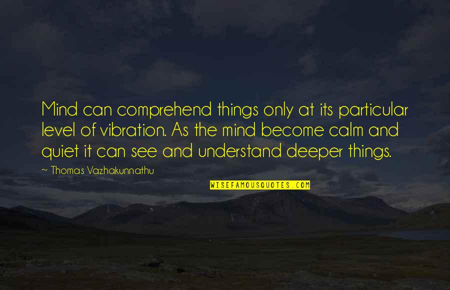 Quiet Mind Quotes By Thomas Vazhakunnathu: Mind can comprehend things only at its particular