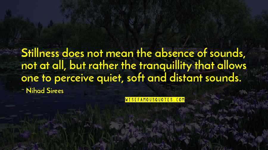 Quiet Stillness Quotes By Nihad Sirees: Stillness does not mean the absence of sounds,