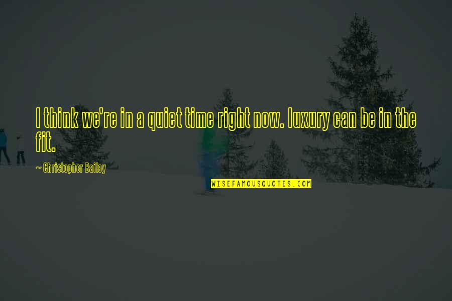 Quiet Time Quotes By Christopher Bailey: I think we're in a quiet time right Quiet Time Quotes By Christopher Bailey: I think we're in a quiet time right