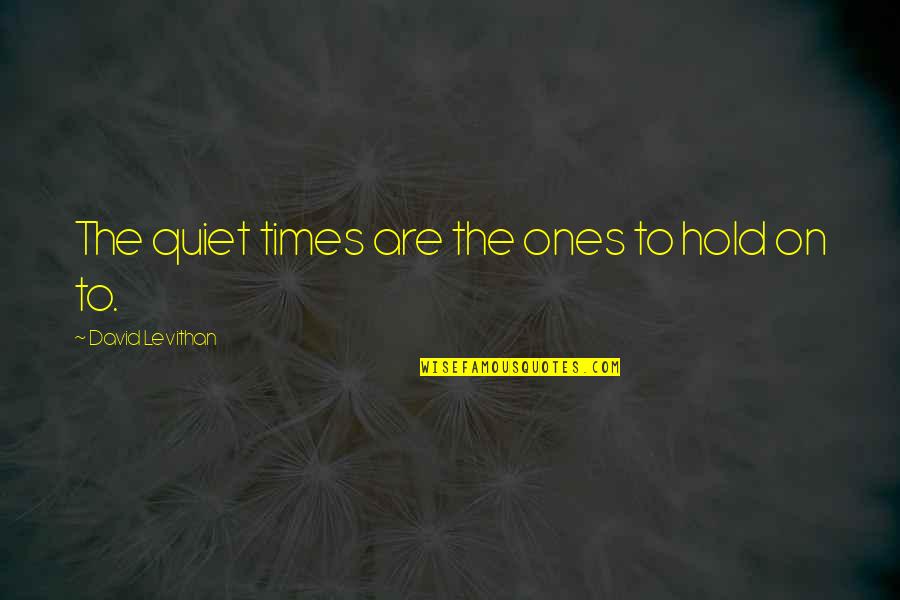 Quiet Times Quotes By David Levithan: The quiet times are the ones to hold