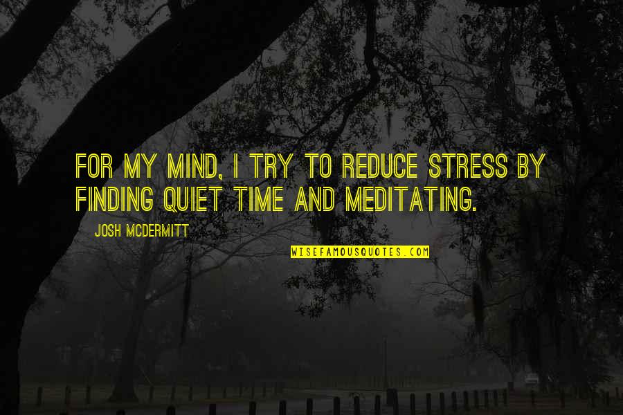 Quiet Your Mind Quotes By Josh McDermitt: For my mind, I try to reduce stress