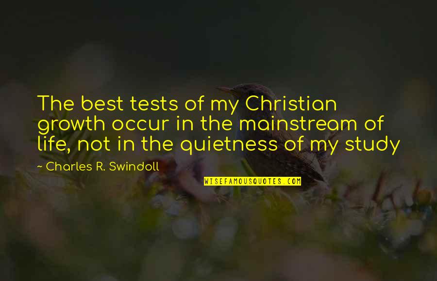 Quietness Quotes By Charles R. Swindoll: The best tests of my Christian growth occur
