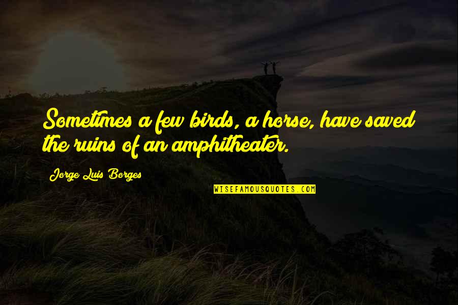 Quillichew Quotes By Jorge Luis Borges: Sometimes a few birds, a horse, have saved Quillichew Quotes By Jorge Luis Borges: Sometimes a few birds, a horse, have saved