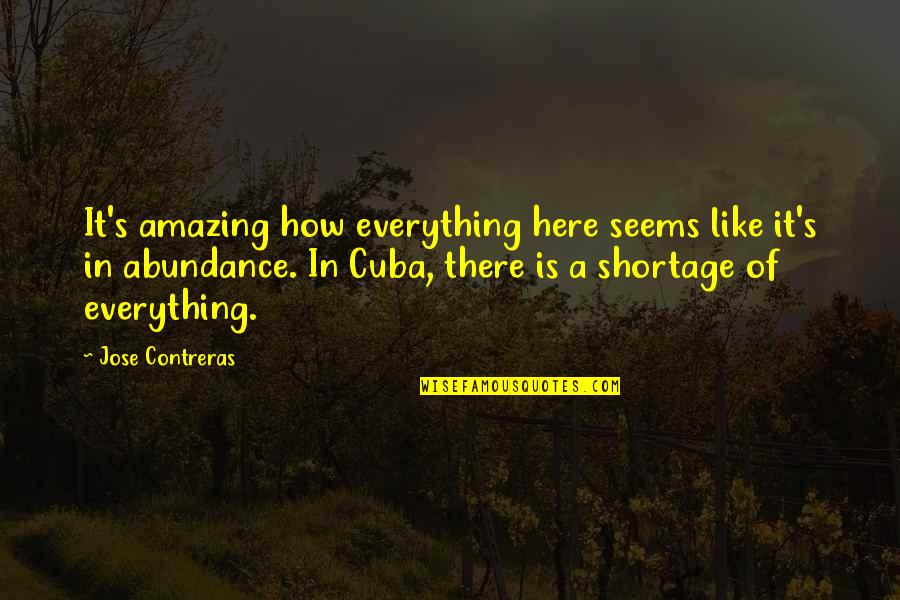 Quinny Moodd Quotes By Jose Contreras: It's amazing how everything here seems like it's Quinny Moodd Quotes By Jose Contreras: It's amazing how everything here seems like it's