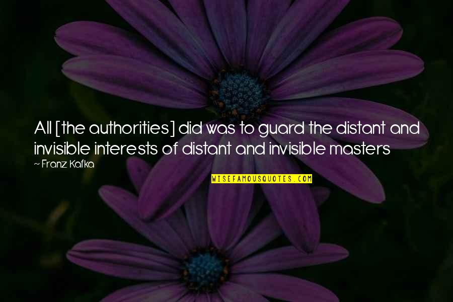 Quinonez Last Name Quotes By Franz Kafka: All [the authorities] did was to guard the