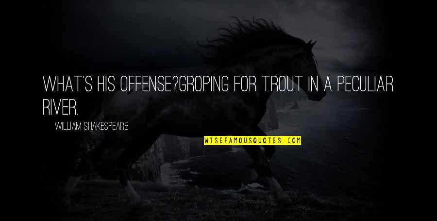 Quinquina Quotes By William Shakespeare: What's his offense?Groping for trout in a peculiar